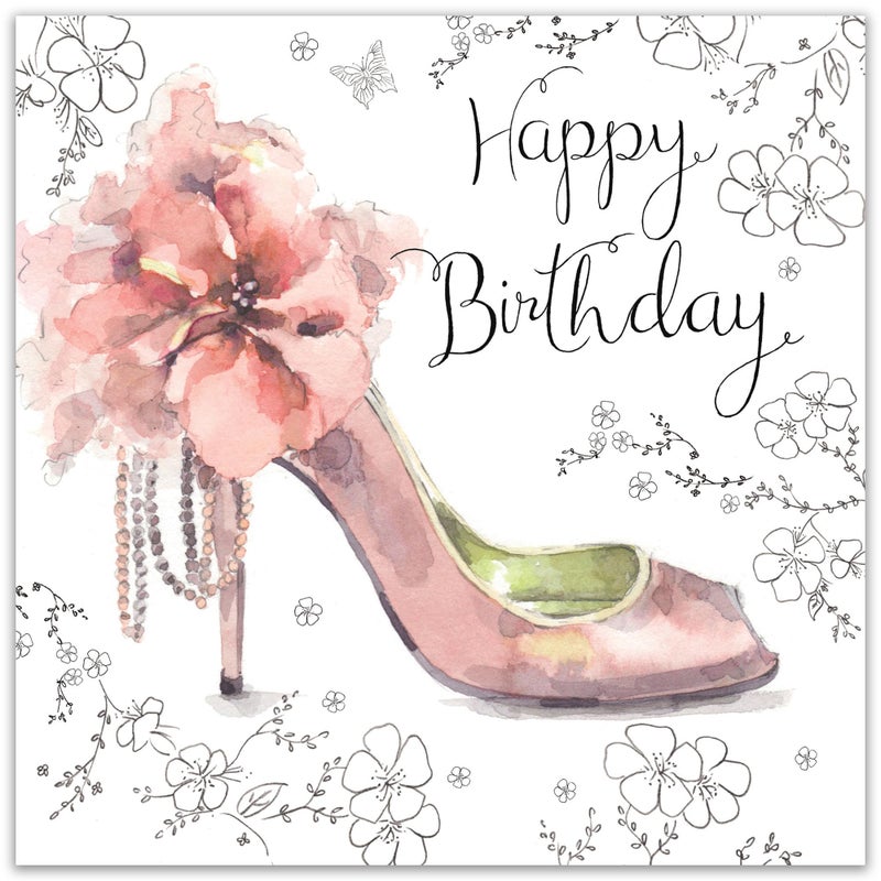 TWIZLER Happy Birthday Card for Women - Watercolor Shoe Design - 6.1 x 6.1 inch Card with Envelope - Image 2